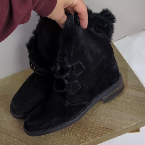 Fit and suede boots black leather Vincini - Picture 4 of 9